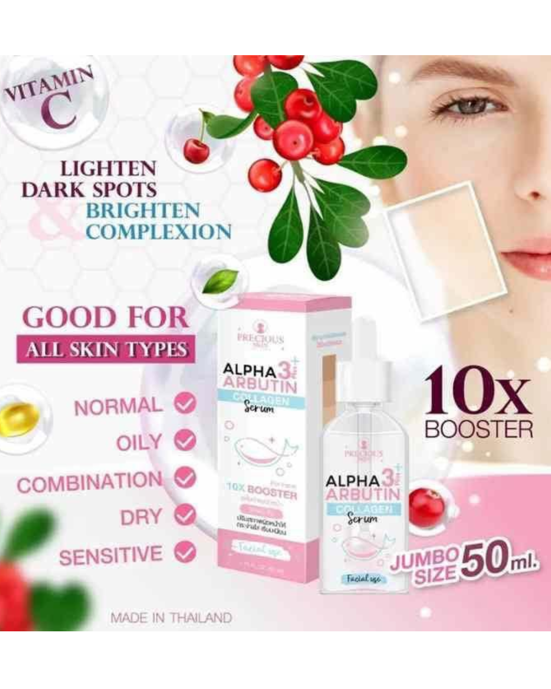 Precious Skin Alpha Arbutin 3 Plus Collagen Serum for Face